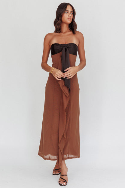Keep Her Wild Strapless Tied Bust Dress Cedar