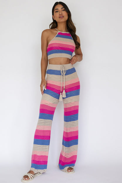 Dream Believer Crochet Pants Stripe Pink Multi