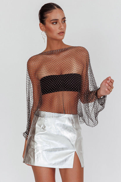 Drama, Drama Long Sleeve Fishnet Top Black
