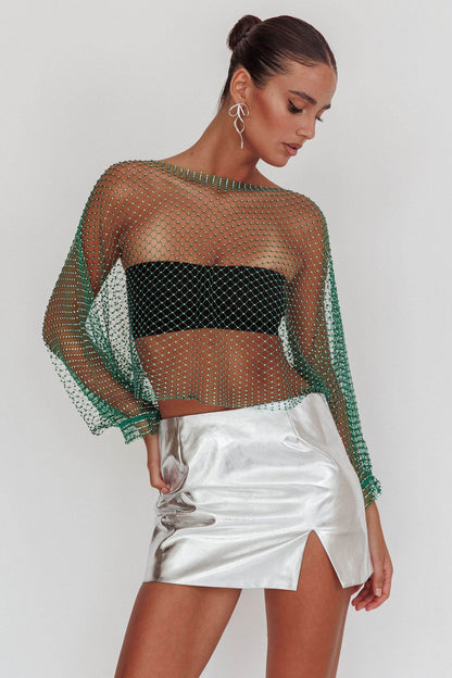 Drama, Drama Long Sleeve Fishnet Top Green