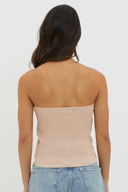 Flora Strapless Knit Top Mocha