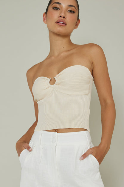 Real Talk Sweetheart Neckline Top Cream