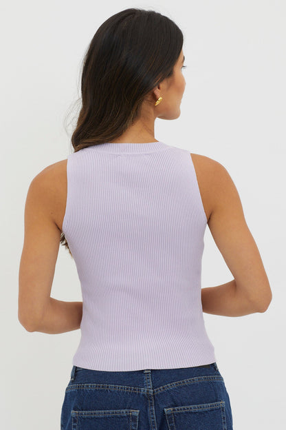 D'Lila V-Neck Ribbed Knit Top Lilac
