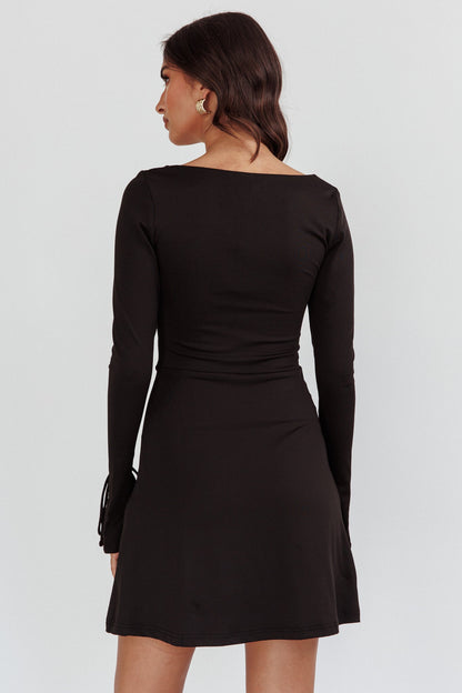 Safe Keeping Long Sleeve Mini Dress Black
