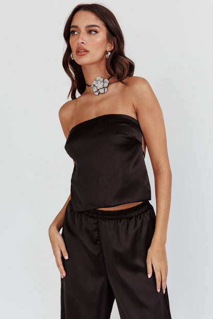 Panama Beach Back Tie Top Black