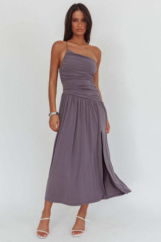 Destination One-Shoulder Maxi Dress Taupe