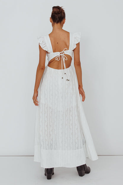 Greatest Hits Ruffle Strap Maxi Dress White