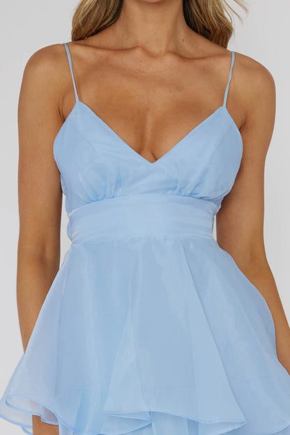 Made For You Tiered Ruffle Midi Dress Blue