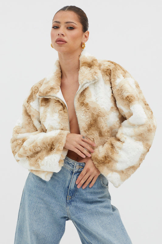 Margeaux Faux Fur Jacket Coffee