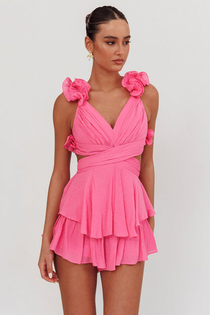 Madara Lace-Up Back Romper Pink