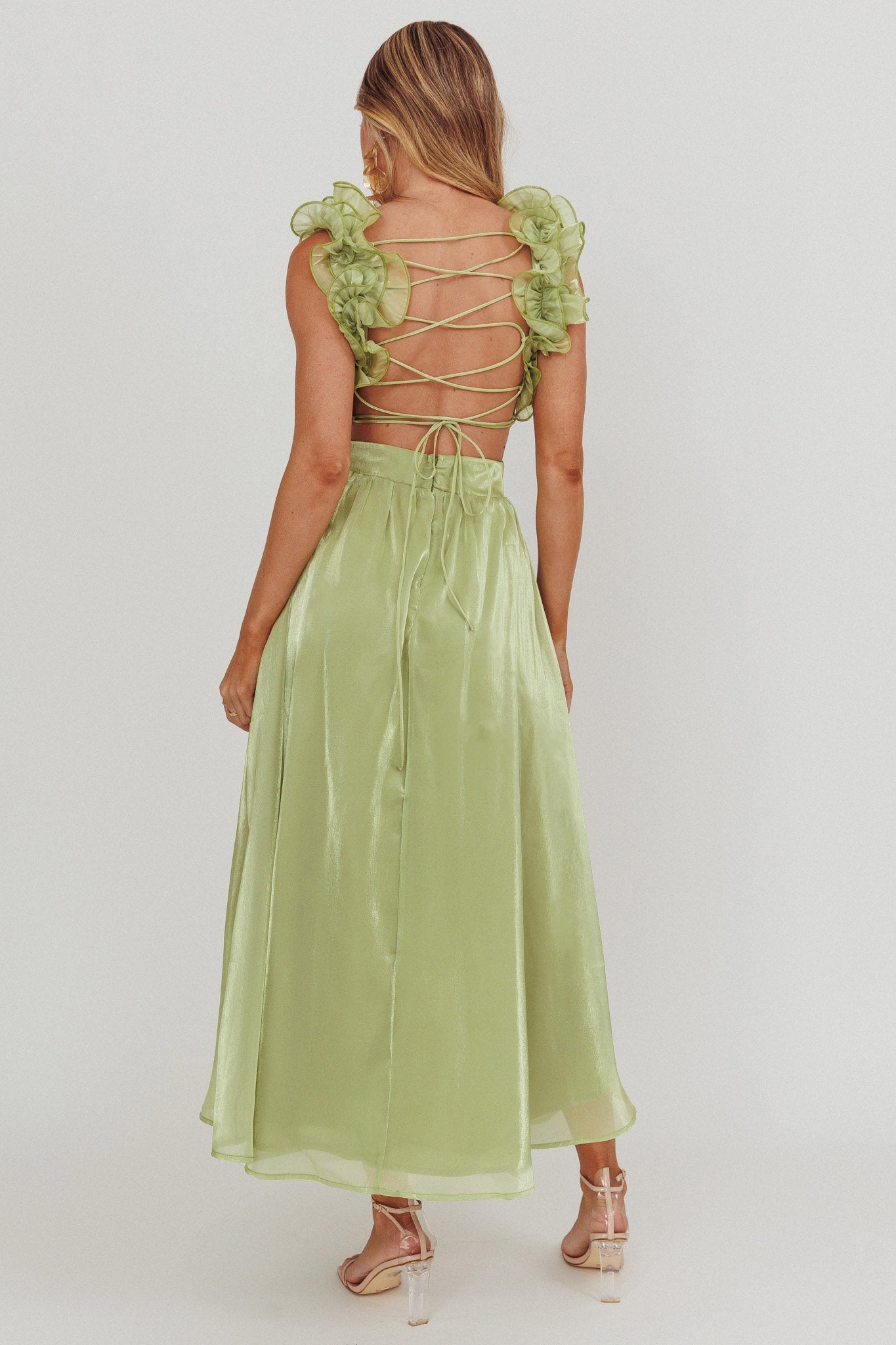 Madara Lace-Up Back Maxi Dress Sage