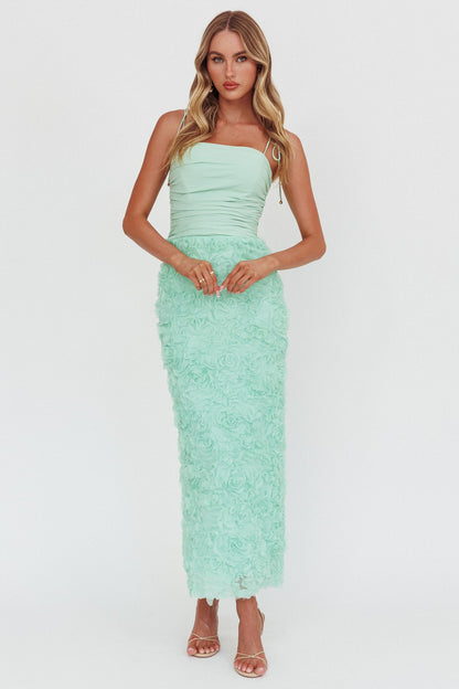 Love & Honor Textured Floral Maxi Dress Sage