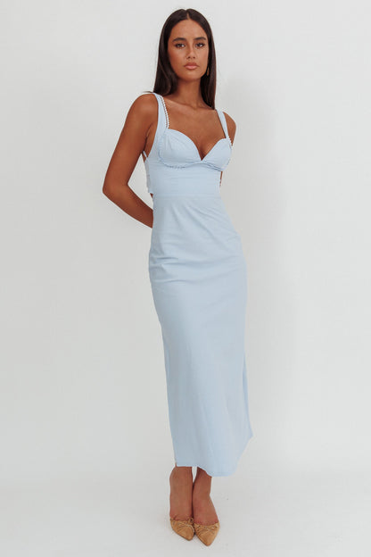 Moonlit Reverie Twist Back Maxi Dress Blue