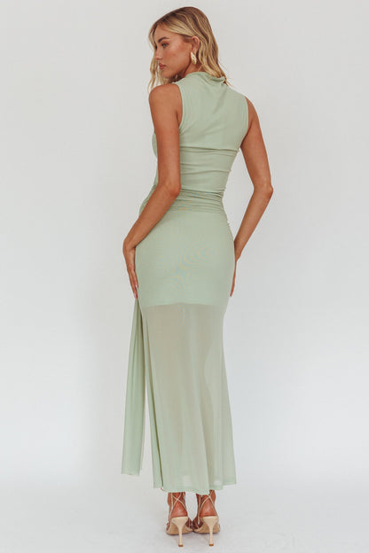 Girl's Night Waist Sash Maxi Dress Sage