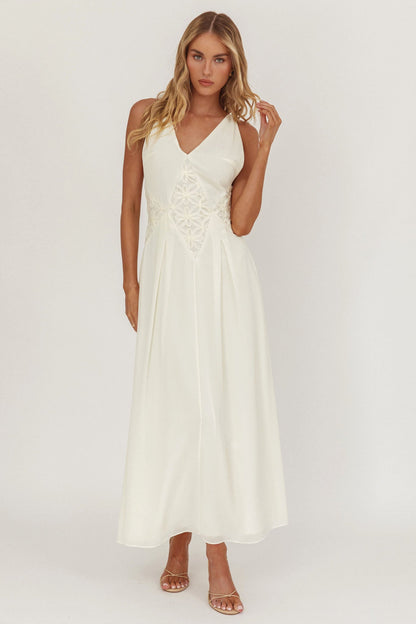 Wildflower Sun Applique Insert Maxi Dress Cream