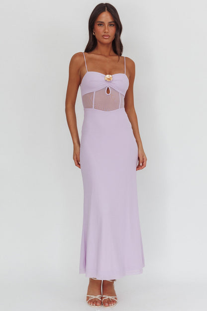 Such A Libra Sheer Bodice Maxi Dress Lilac