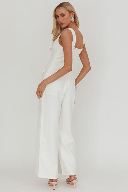 Atheena Faux Pocket Jumpsuit White