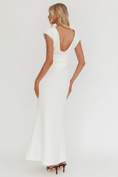Zarae Cap Sleeve Surplice Back Maxi Dress White