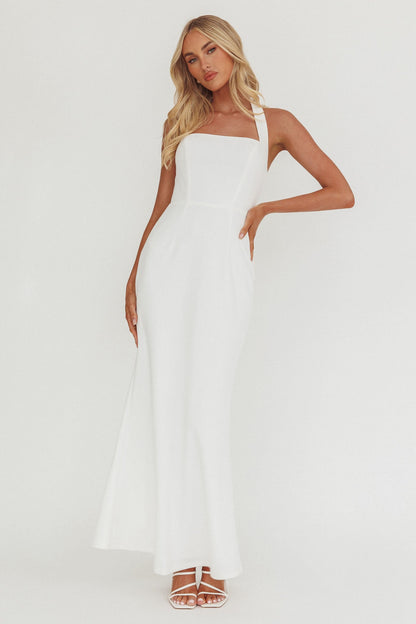 Shellie Square Neckline Halter Maxi Dress White