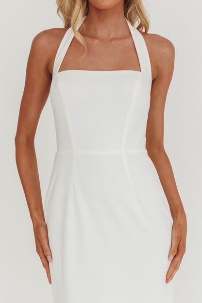 Shellie Square Neckline Halter Maxi Dress White