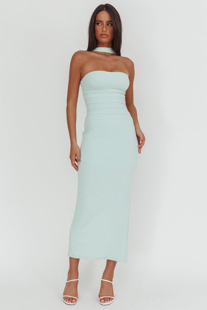 Luna Sol Reverse Halter Maxi Dress Mint
