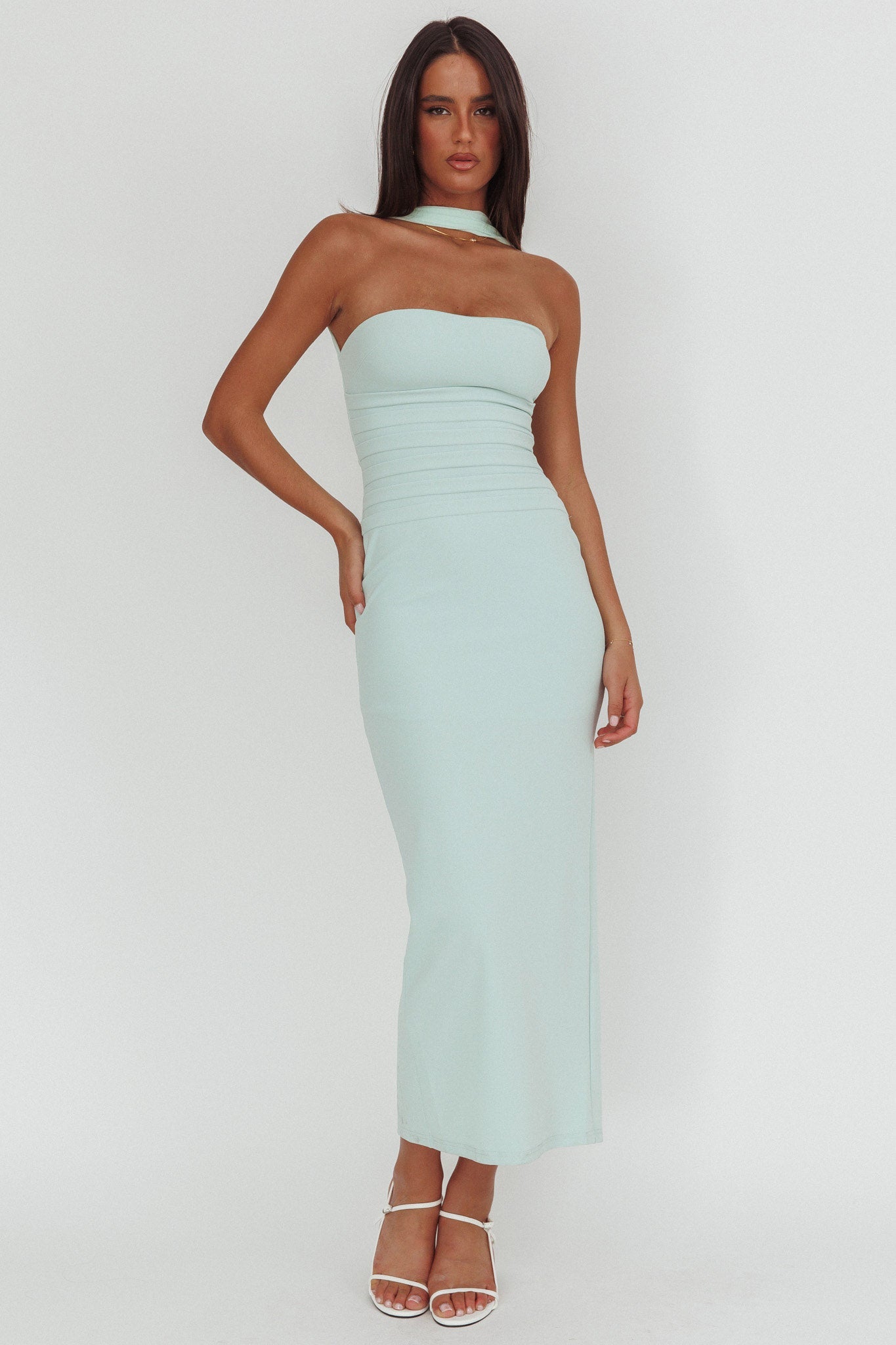 Luna Sol Reverse Halter Maxi Dress Mint