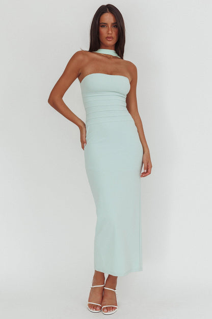 Luna Sol Reverse Halter Maxi Dress Mint