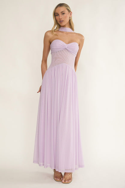 Annita Sheer Waist Maxi Dress Lilac
