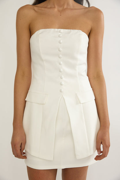 Ilara Strapless Longline Top White