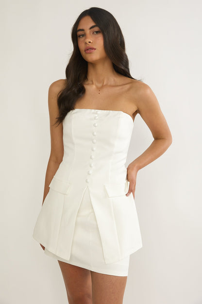 Ilara Strapless Longline Top White