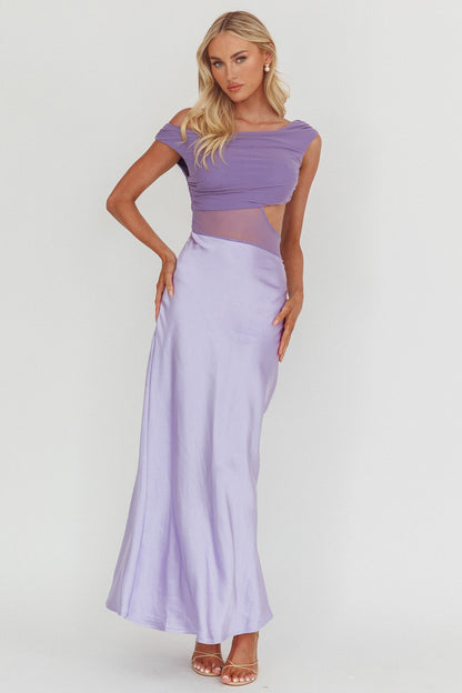 In Blooms Mesh Bodice Maxi Dress Lilac