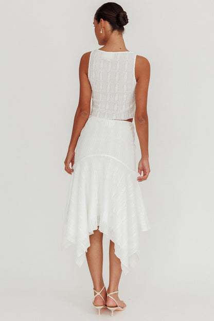 Paper Hearts Square Hem Midi Skirt White