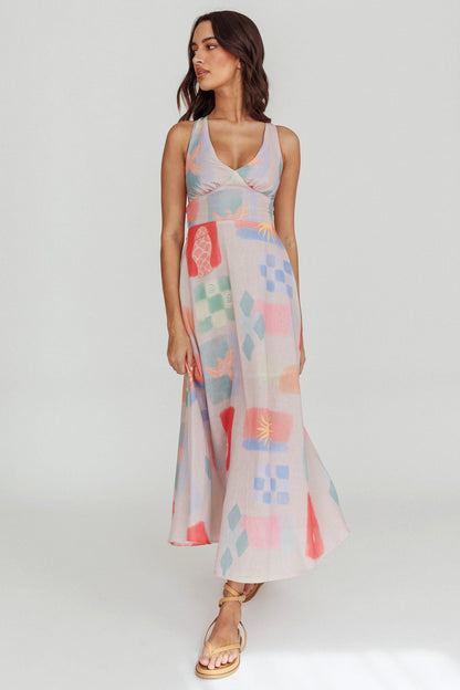 Sweethearts A-Line Print Maxi Dress Multi