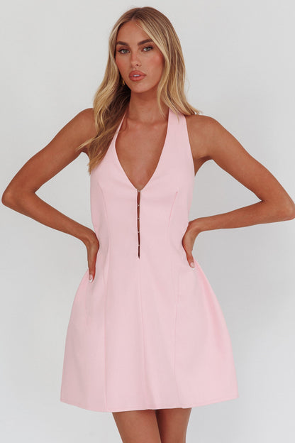 Elisabet Halter Neck Mini Dress Pink