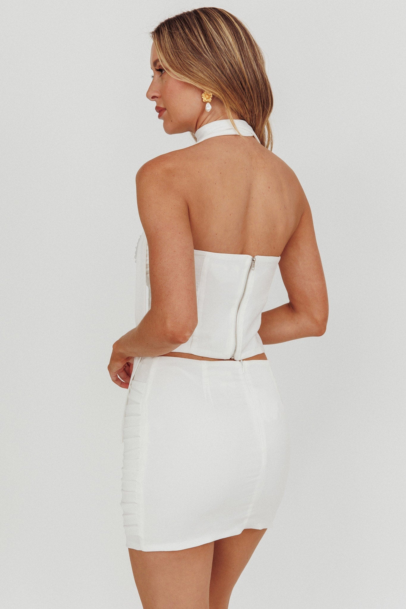 Charise Ruched Mini Skirt Ivory