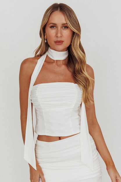 Charise Strapless Neck Tie Top Ivory