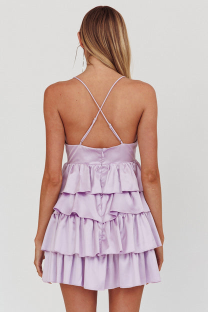 Heavenly Bliss Ruffle Mini Dress Lilac