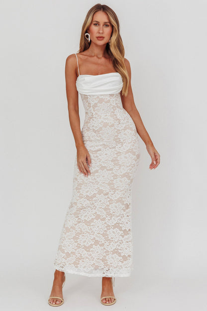 Melting Lace Maxi Dress White