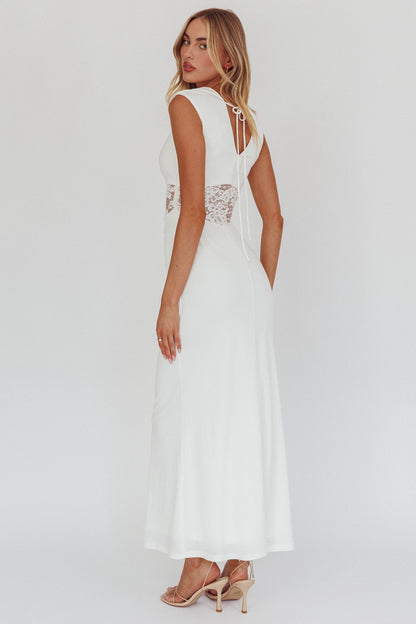 Solara Lace Waist Maxi Dress White