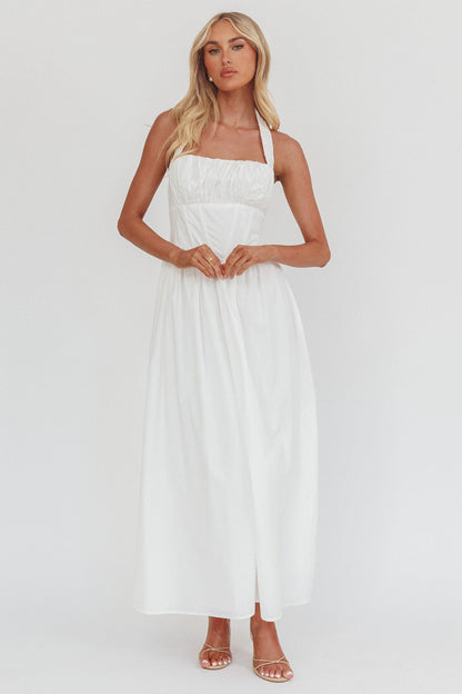 Irisa Elasticated Halter Maxi Dress White