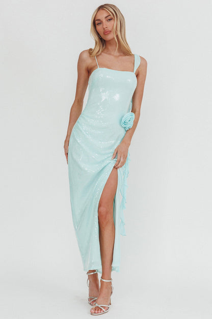 She Glows Cami Strap Sequin Maxi Dress Mint