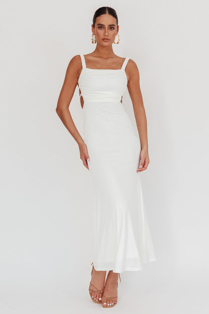 Dream Crush Lace-Up Back Maxi Dress White