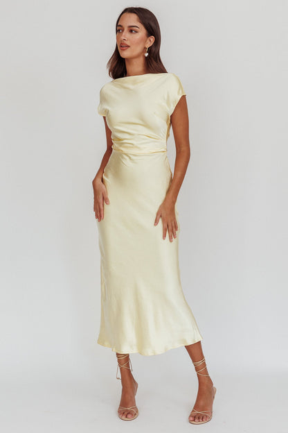Loveland Cap Sleeve Cowl Back Midi Dress Butter