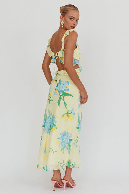 Second Chances Ruffle Trim Maxi Dress Lily Blue
