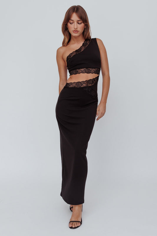 Mahli One-Shoulder Cut-Out Maxi Dress Black