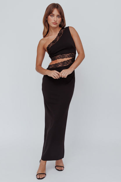 Mahli One-Shoulder Cut-Out Maxi Dress Black