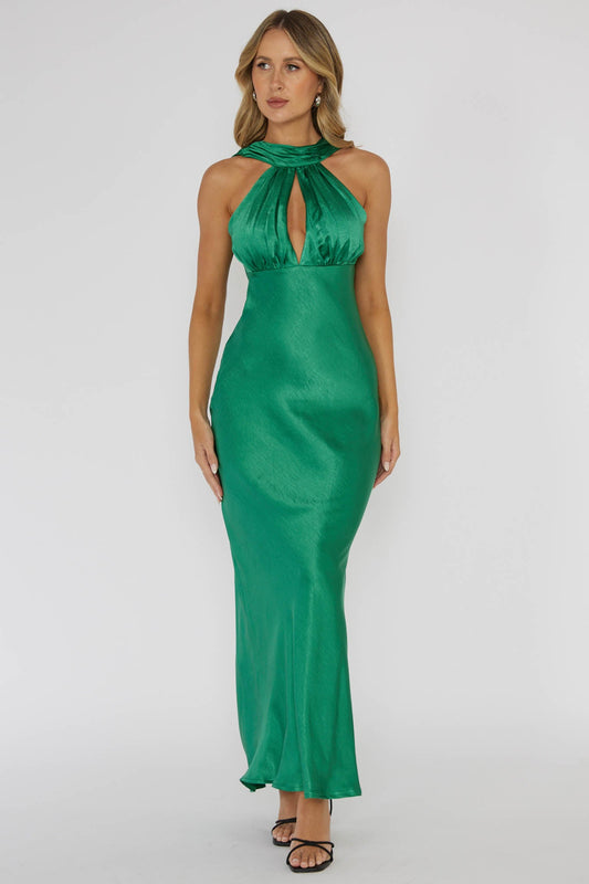 Starry Nights Cowl Back Maxi Dress Forest Green