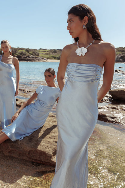 Moon Song Strapless Laced Back Dress Midnight Blue