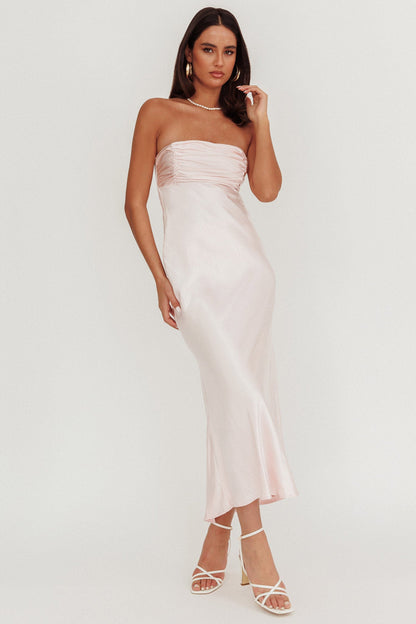 Moon Song Strapless Laced Back Dress Blush