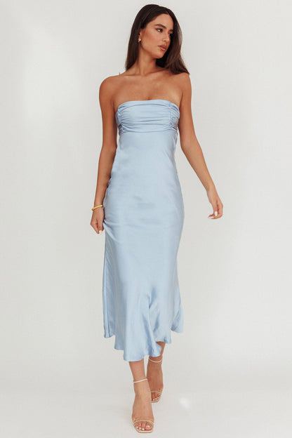 Moon Song Strapless Laced Back Dress Midnight Blue